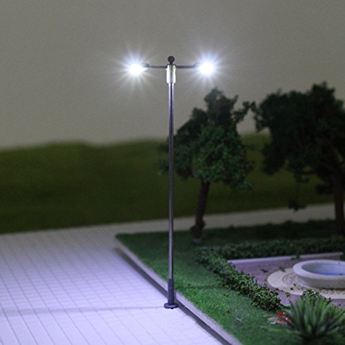 LQS11W 10pcs Model Railway Train Lamp Post Street Bright White Lights N TT Scale LEDs New