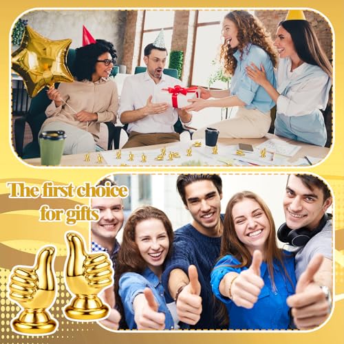 Novabright 50 Pcs Mini Gold Thumbs up Trophy Bulk Resin Award Statues - style: Thumbs