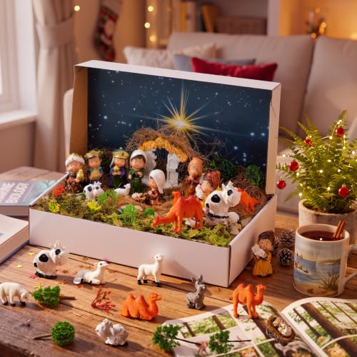 Teyva Daily 48 Pcs Christmas Nativity Scene Set Nativity Scene Diorama Kit - color: Christian