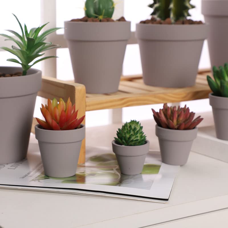 Yishang 1.9 Inch Tiny Grey Terracotta Pots Pack of 36-Small Mini White Clay Pots with Drainage Holes Flower Nursery Terra Cotta Planter for Tiny Cactus,Herb,Succulent Plants,Crafts - color: Gray