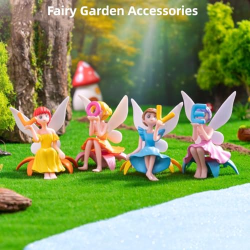 4Pcs Mini Fairy Figurines Set, Fly‑Wing Girl Fairy Accessories