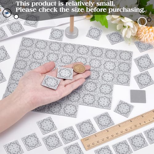 FINGERINSPIRE 160 Pcs Mini Wood Double-Sided Dollhouse Floor Tiles, White Square 1/12 Scale Dollhouse Floor Tiles Miniature Wood Furniture Mini House Accessories for Photo Props Home Decor