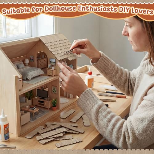 Wenqik 100 Strips Dollhouse Roof Shingles, Light Brown - color: Light Brown