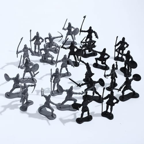 ONEST 60 Pieces Mini Medieval Knights Soldier Army Figures Soldiers Figurines Cupcake Topper Party Table Decorations - style: 60 Pieces