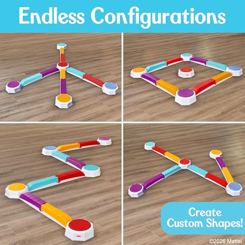 Fisher-Price™ Balance Beam and Toddler Stepping Stones, 13 Pieces – Non-Slip Plastic Balance & Stackable Stepping Stones, Sensory Toy for Toddlers, Indoor or Outdoor Play, Easy Storage