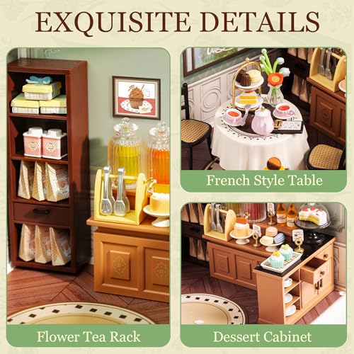 Rolife DIY Miniature Plastic House Building Set Toys Playset with LED Suitable for Mini Figures Construction Toys Diorama Kit Gifts for Teens Adults (Sweet Sips Tea) - style: Sweet Sips Tea