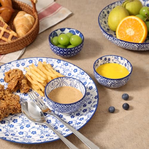 Selamica Ceramic 4 OZ Dipping Bowls Set, 3.5 Inch Mini Bowls for Dipping, Side Dishes, Microwave Dishwasher Safe, Set of 6, Vintage Blue - color: Vintage Blue, size: 3.5 Inch