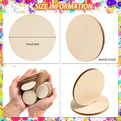 300 Pieces 2 Inch Unfinished Round Wood Slices Rounds Wooden Discs Wood Circles for Crafts Wood Blanks Round Cutouts Ornaments Slices for DIY Art Crafts Christmas Decorations - size: 2 Inch