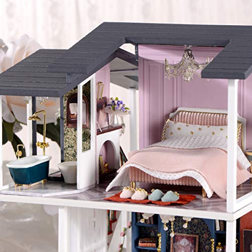 GuDoQi DIY Miniature Dollhouse Kit, Tiny House kit with Music, Miniature House Kit 1:24 Scale Monet Garden, Great Handmade Crafts Gift for Birthday Christmas Day - color: Monet Garden