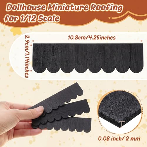 Wenqik 100 Strips Dollhouse Roof Shingles, Black - color: Black