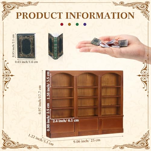 1:12 Dollhouse Bookcase Furniture 48 Pcs Miniature Books, Brown