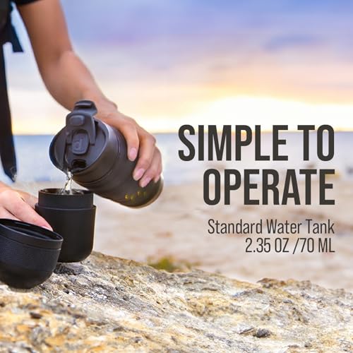 Wacaco Minipresso GR, Portable Espresso Machine, Compatible Ground Coffee, Hand Coffee Maker, Travel Gadgets, Manually Operated, Perfect for Camping, Hiking - color: Black