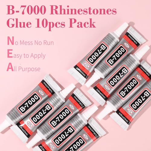 cridoz B7000 Jewelry Glue for Rhinestones,10Pack Flexible Super Glue Gel with Precision Tip Multi Function Clear Gem Glue Fabric Adhesive for Cloth Metal Stone Bead Jewelry Making Wood Glass - size: 10x15ml/0.5 oz