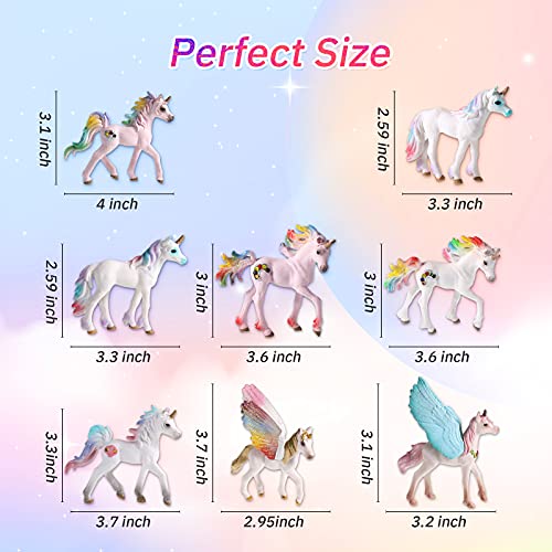 Jetec 8 Pcs Unicorn Toy Cake Toppers Flying Horse Figurines Party