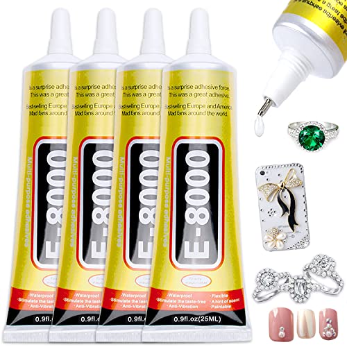 4pcs X 25ML E8000 Glue Clear Jewelry Metal Upgrade Clear E-8000 Paste Transparent Liquid Fusion Fabric Glue for Phone Repair, Glass, Wooden, Rhinestone Jewelry Crafts, DIY Tumblers - style: E-8000 4x25ML