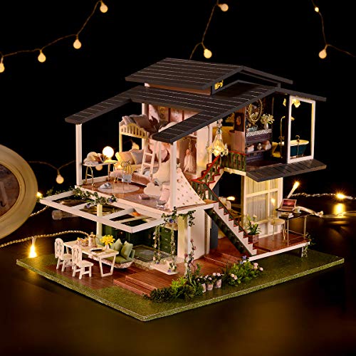 GuDoQi DIY Miniature Dollhouse Kit, Tiny House kit with Music, Miniature House Kit 1:24 Scale Monet Garden, Great Handmade Crafts Gift for Birthday Christmas Day - color: Monet Garden