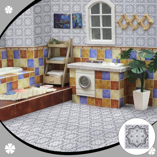 FINGERINSPIRE 160 Pcs Mini Wood Double-Sided Dollhouse Floor Tiles, White Square 1/12 Scale Dollhouse Floor Tiles Miniature Wood Furniture Mini House Accessories for Photo Props Home Decor