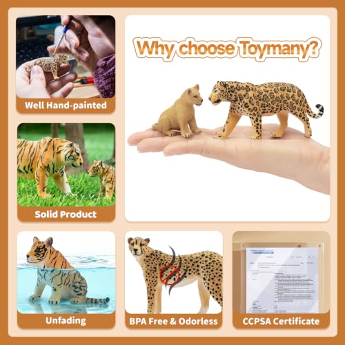 Toymany 8PCS Realistic Lion Tiger Cheetah Leopard Figurines Toy - style: 8PCS Jungle Animals