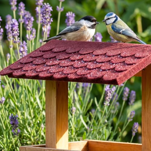 Self-Adhesive Mini Roof Shingles, Waterproof Roofing Felt for Bird House - color: Red