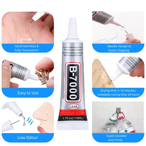 B 7000 110ML Super Glue for Phones, Jewelry & More - Clear, 3.7fl.oz - Includes Pry Tool, 2 Rubber Bands - size: 110ML
