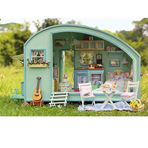 MAGQOO Wooden Dollhouse Miniature with Furniture DIY Dollhouse Kit DIY House Kit Tiny House Kit with Voice Control and Music Movement 1:18 Scale Creative Room Idea(Time Travel) - color: Time Travel