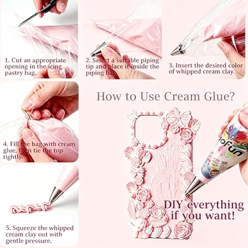Pink Decoden Cream Glue Kit, Whipped Cream Glue Clay for Crafts - color: Light Pink