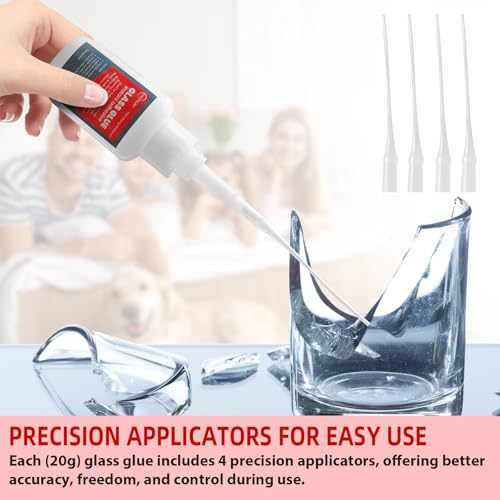 CalPalmy 2-Pack 20g Clear Glass Glue, Fast-Setting Transparent Adhesive with Precision Tips, Strong Invisible Bond for Glass Repair, Acrylic, Jewelry, Ceramics, Crafts & DIY Projects