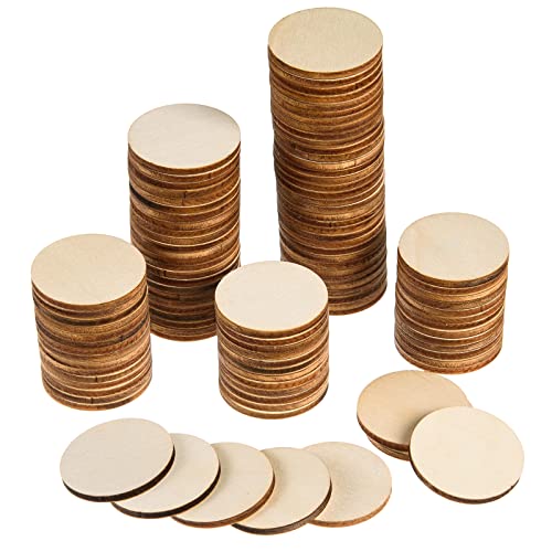 300 Pieces 1.5 Inch Unfinished Round Wood Slices Round Wooden Discs Wood Circles for Crafts Wood Blanks Rounds Cutouts Ornaments Slices for DIY Art Crafts Christmas Decorations - size: 1.5 Inch
