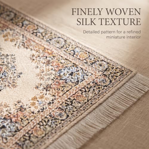 Dollhouse Miniature Woven Rug,1/12 Scale Woven Rug Floor Carpet Dolls House Miniatures Toys for Dollhouse 10 * 15cm Silk Coverings Gifts Floor