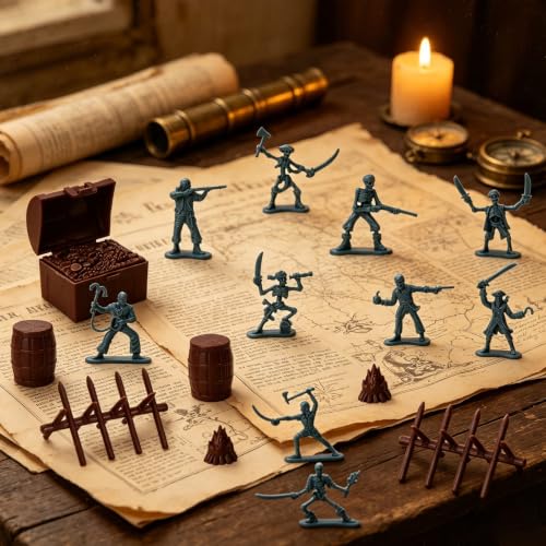 ONEST 32 Pieces Pirate Action Figures Playset Pirate Party Favors Table Decorations - style: 32 Pieces