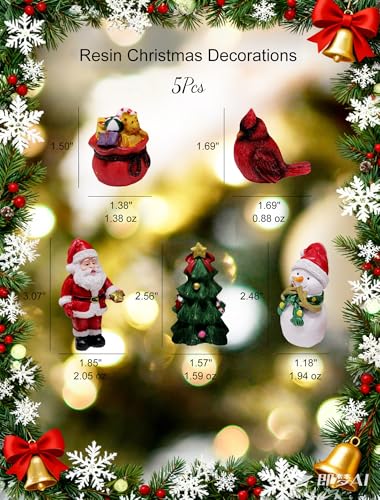 Christmas Miniature Figurines, Small Resin Santa Claus Ornaments Christmas Miniature Ornament Resin for Winter New Year Holiday Party Favors Decorations