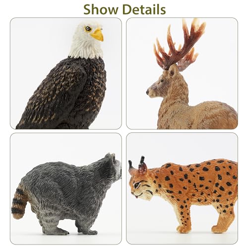 Toymany 12PCS Realistic North American Forest Animal Figurines Jungle Zoo - style: North American Animals