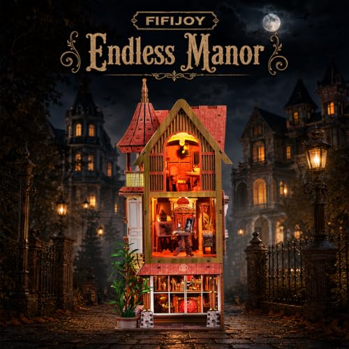 fifijoy DIY Miniature House Kit for Adults - Endless Manor Booknook - color: Endless Manor