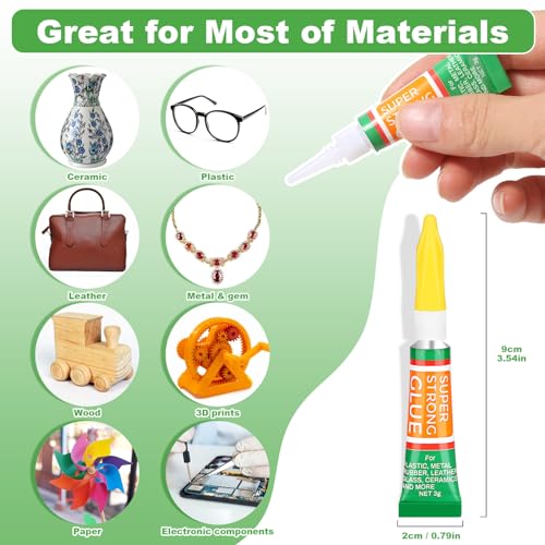 3g X 18 Pack Clear Superglue Instant Bonding, Strong Cyanoacrylate (CA) Super Glue Thick Viscosity Value Pack for Metal, Plastic, Wood, DIY Crafts Permanent Repair - style: 18 X 3G，New