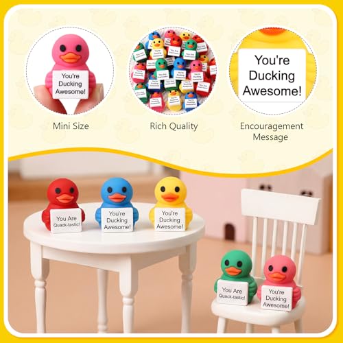 Gejoy 25 Pcs Mini Rubber Duck Toys 5 Colors Ducks Tiny Positive Figures - style: 5 Color Duck