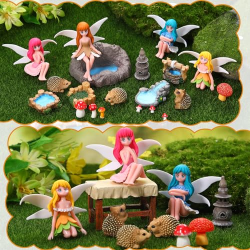 28Pcs Fairy Garden Accessories, Miniature Garden Ornaments - color: Red+brown
