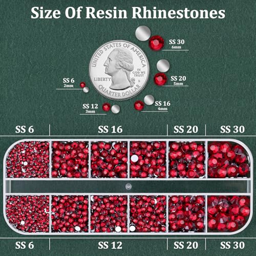 Resin Rhinestones for Crafting with B7000 Jewelry Glue, 1 Box Dark Red Flatback Crystals with 3Pcs 10ml Glue for Bedazzling Crafts DIY Nail Art Makeup，Non Hotfix Gems for Clothing Shoes - color: Dark Red, size: 1 Small Pack with Glue