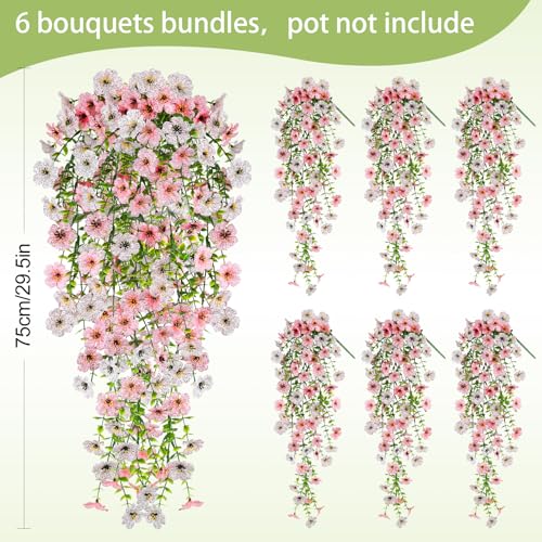 Artificial Hanging Flowers for Outdoors Spring Summer Decor - color: Mixed Color Pink & White