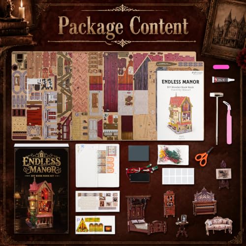 fifijoy DIY Miniature House Kit for Adults - Endless Manor Booknook - color: Endless Manor