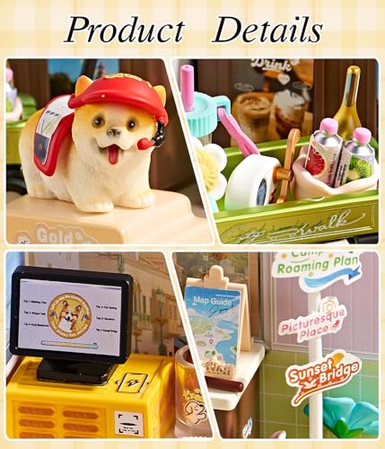 Puppy Tour Guide Travel Super Miniature House Kit - DIY Plastic 3D Model Building Set for Teens, Build Your Own Corgi Travel Scene with Dustproof Case, Creative Craft Gift for Girls Women - color: Puppy Tour Guide, size: Small