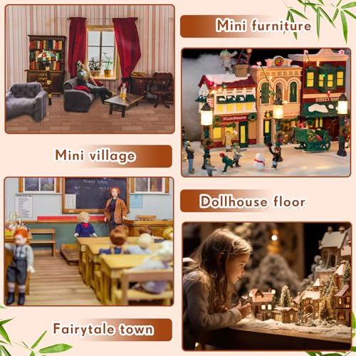400 Pcs Miniature Dollhouse Flooring 1: 12 Scale, Light Brown - color: Light Brown