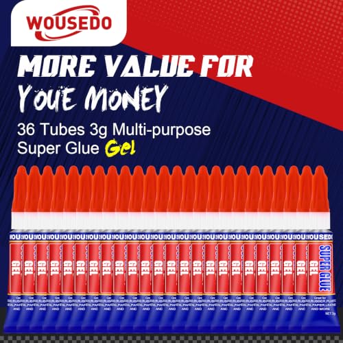 36 x 3g Super Glue Gel, Quick Dry, Thick Formula, All-Purpose Instant Bond - size: Gel