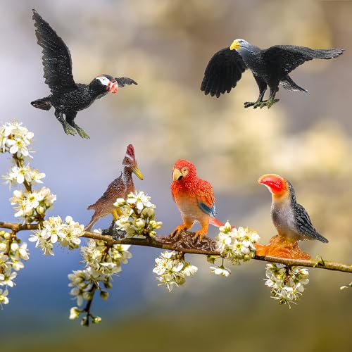 24PCS Realistic Bird Figures, Eagle Parrot Educational Animal Toys for Kids