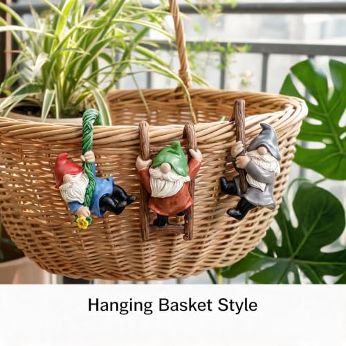 3 PCS Climbing Gnomes Tree Faces Decor, Resin Dwarf Statues for Outdoor Yard Garden, Cute Fairy Garden Ornaments, Flower Pot Huggers for Patio Lawn Landscape & Micro Landscape Pendants
