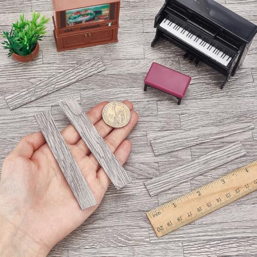 FINGERINSPIRE 80pcs Self-Adhesive Dollhouse Wood Flooring Peel 3.94x0.6inch Tan Color Miniature Flooring Strips with Realistic Wood Grain for Adults DIY Mini House Craft Projects Dollhouse Accessory - color: Tan Color