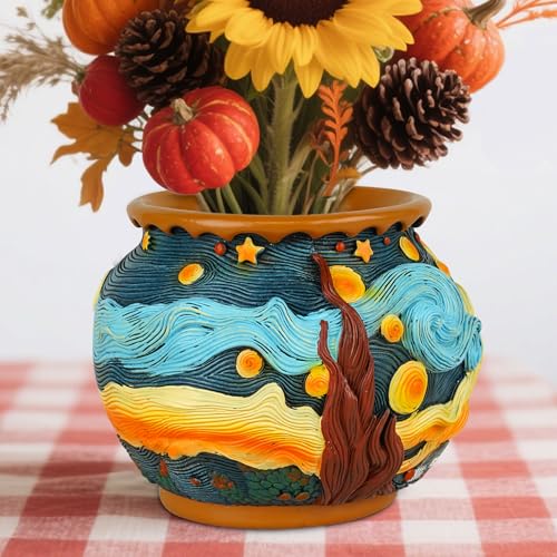 Starry Night Planters for Indoor Plants - 5.4inch Unique Flower Pot - color: Colour-b