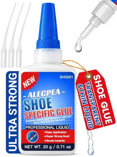 ALECPEA Shoe Glue for Sole Repair, Thin Clear Adhesive, 20g with 3 Tips - color: Shoe Glue