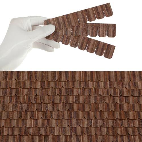 Miniature Roof Shingle Strips for 1:12 Scale Dollhouse Roofing - color: Walnut Tone