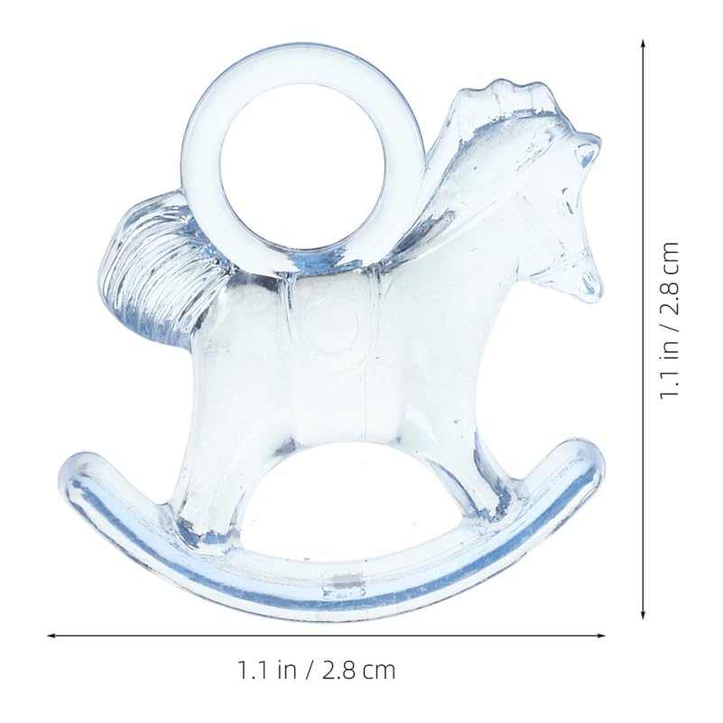 Kisangel 24 Pcs Mini Acrylic Rocking Horse Figurines, 1.1 Inch Clear Animal Charms for Baby Shower Table Scatter, Gender Reveal Party Favors, DIY Craft Decorations and Birthday Gift