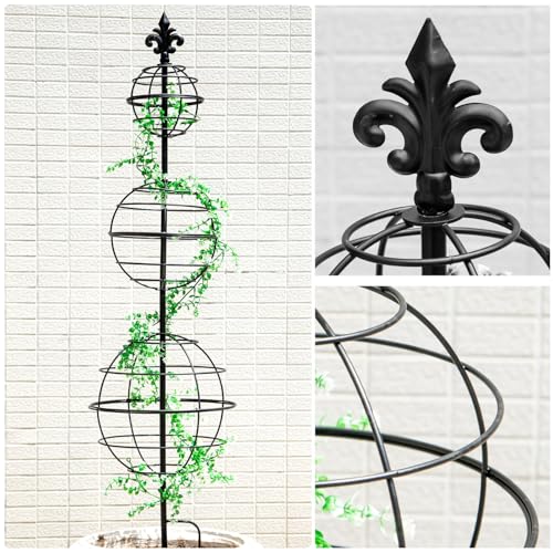 49.5" Obelisk Trellis for Climbing Plants - Elegant Garden Decor - color: black-50"x12"